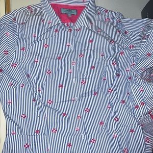 HAWES&CURTIS Fitted Hipster Lulu Elegant Print Fitted Button down Blouse shirt.